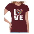 thumbnail image 1 of Awkward Styles Women's Love Puzzles Autism Awareness Graphic T-shirt Tops Autistic Support, 1 of 4