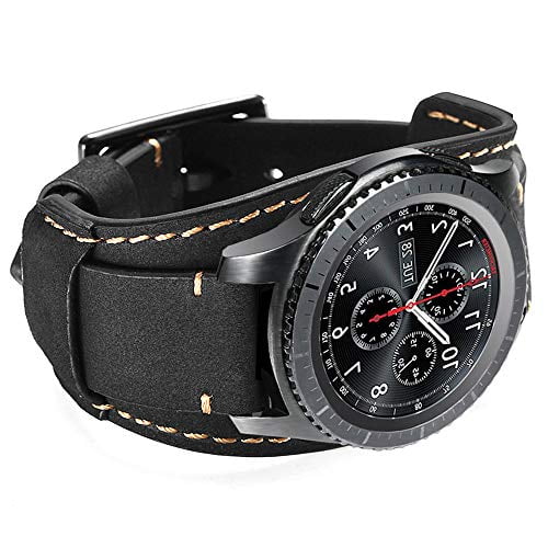 Coobes Compatible With Samsung Galaxy Watch 46mm Galaxy Watch 3 45mm Gear S3 Frontier Classic Bands 22mm Genuine Leather Cuff Bracelet Replacement Strap With Stainless Steel Buckle Men Wome Walmart Com