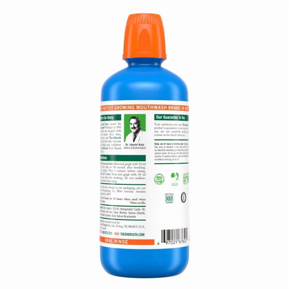 TheraBreath Fresh Breath Oral Rinse Invigorating Icy Mint Alcohol Free 33.8 fl oz (Pack of 3)