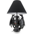 thumbnail image 3 of Zeckos Gothic Guardians of Light Medieval Dragons Resin Table Lamp - Dark Fantasy - 19 Inches High - with Black Fabric Tribal Dragon 13 Inch Diameter Lampshade, 3 of 6