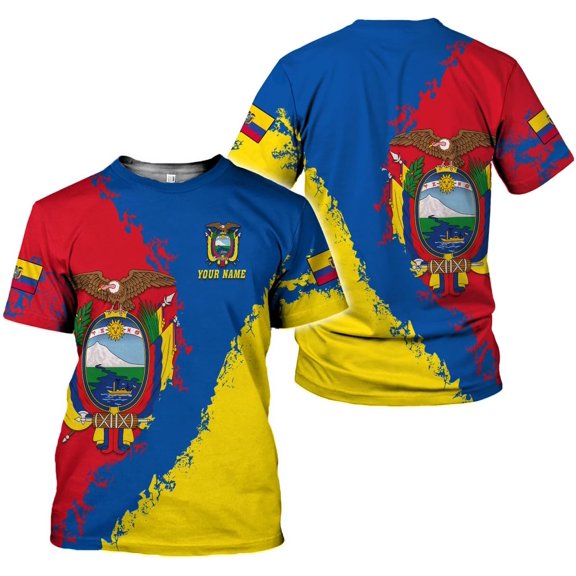 Personalized Ecuador Shirts Ecuador Coat of Arms Flag 3D Shirts Ecuador Ecuadorian Flag Pride Gift (S)
