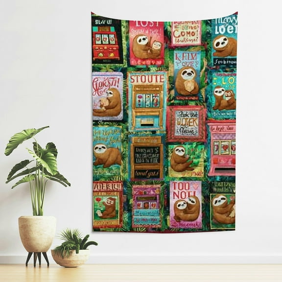 FCXZI Home Wall Tapestry Art Quilt Slots Comic Print Decorative Hanging 40*60in