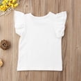 thumbnail image 4 of Bebé Niño Bebé Niña Top Básico Liso Volantes Camiseta Blusa Ropa Casual (1-2 Años Blanco), 4 of 5
