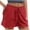 Red, variant on Jalioing Women's Knitted Shorts Ruffle Trim Elastic Waist Drawstring Loose Shorts Casual Summer Lounge Shorts
