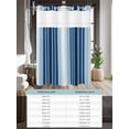 thumbnail image 6 of No Hook Cloth Fabric Shower Curtain with Snap in Liner, Navy Blue Ombre Stripe Waterproof Shower Curtains Set with See Through Top Window, Farmhouse Simple Striped Bath Curtains Shower 36"x78", 6 of 6