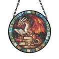 thumbnail image 4 of Majestic Dragon Stained Glass Window Panel with Fiery Wings Sitting on Books, Perfect for Fantasy Lovers and Unique Home Decor 1840694920, 4 of 4