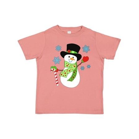 

Inktastic Christmas Snowman in Top Hat with Candy Cane Gift Toddler Boy or Toddler Girl T-Shirt