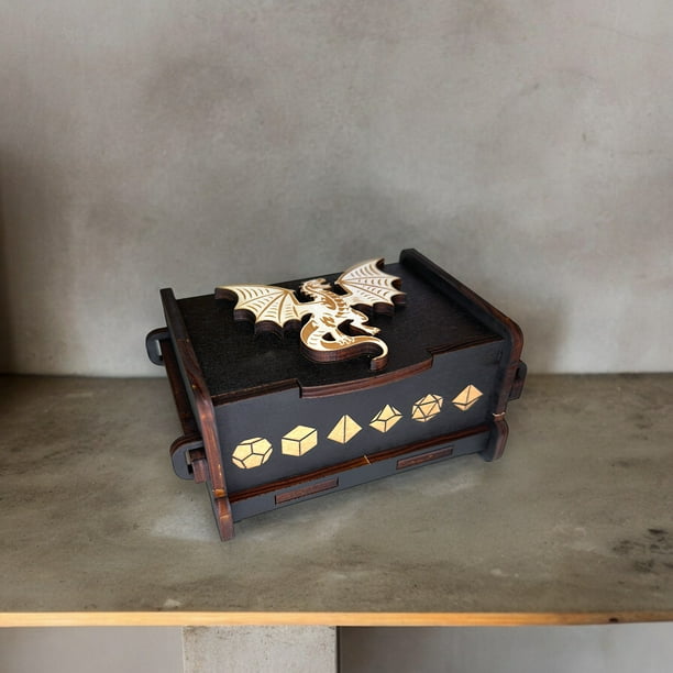 Dice Box - Black - The White Dragon - 6x4x3 Dice Box - Black - The White Dragon - 6x4x3