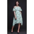 thumbnail image 4 of Bimba Robe Tunique de Fête à Manches Flottantes Imprimé Oiseau Vert Épaules Dénudées Midi - Petite, 4 of 6