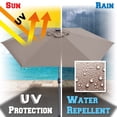 thumbnail image 4 of Sunrise Outdoor Patio 9' Solar LED Lighted Umbrella Market, 8 Aluminium ribs with Tilt and Crank Parasol Table Sunshade Umbrella (Taupe), 4 of 5