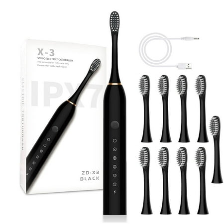 Electric Toothbrush with 10 Brush Heads, 6 Cleaning Modes, Upgraded Longer Life Faster Charging, IPX7 Waterproof, 32000-42000 Times/Min Cleaning, 8H Charging for 60 Days Use