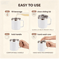 thumbnail image 7 of 12 oz Insulated Stainless Steel Coffee Mug with Handle & Sliding Lid, 304 Stainless Steel Reusable Travel Cup for Office Home Beer Tea Drinks, 7 of 7