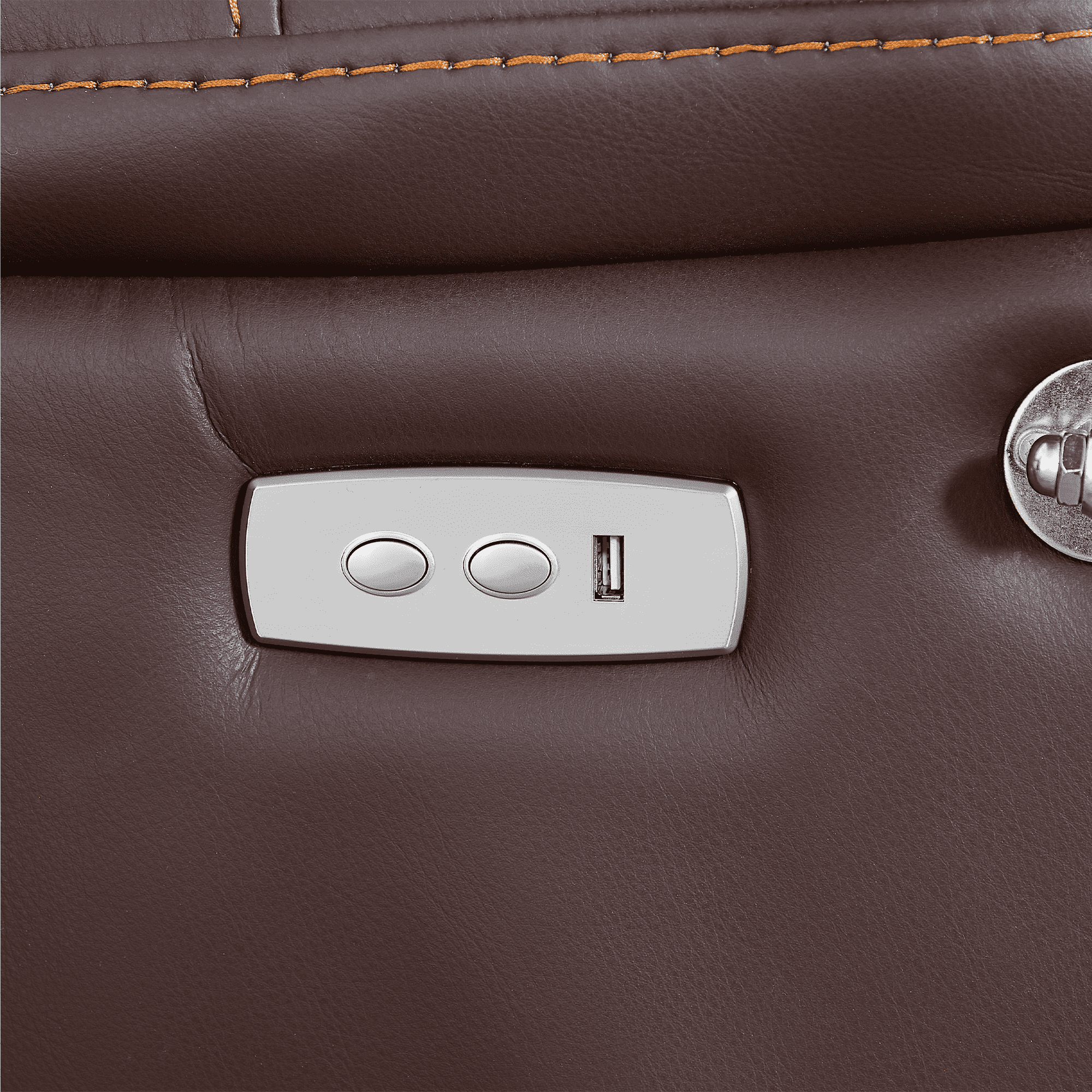MAYEERTY Push-Button Power Recliner with Deep Body Cushions, Brown Faux Leather Upholstery
