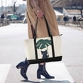 thumbnail image 4 of FORMRS Canvas Laptop Tote Bag for Women with 15.6" Computer Compartments Shoulder Handbag, Black Cat Plants, 4 of 7