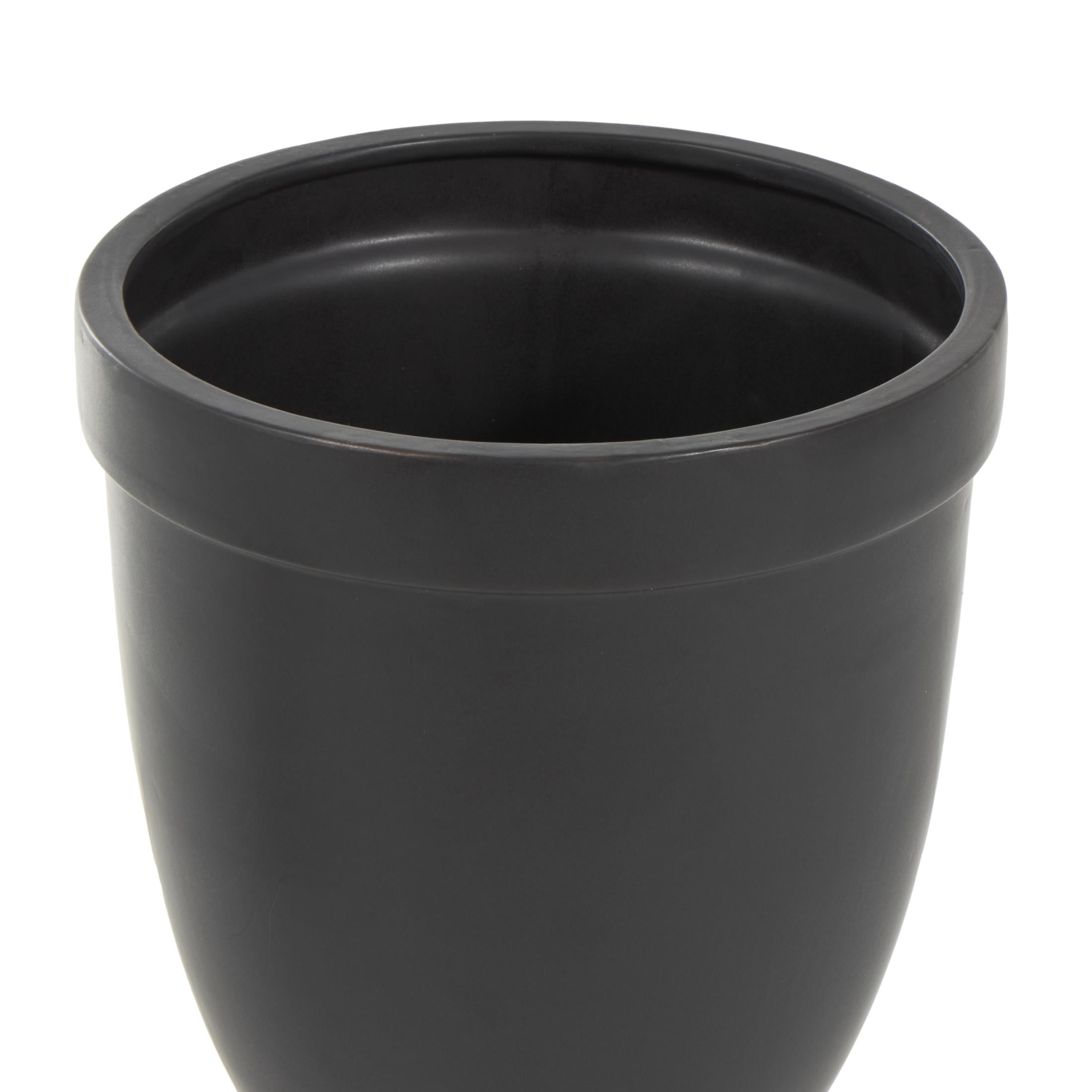 DecMode 11" x 28" Black Ceramic Fluted Urn Shaped Decorative Jars with Lid, 1-Piece