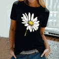 thumbnail image 2 of Tnhcen Women's Summer Daisy Print Crew Neck Short Sleeve Basic T-Shirt - Plus Size Friendly S-2XL | Soft Polyester Spandex Cotton Blend Casual Essentials, 2 of 5