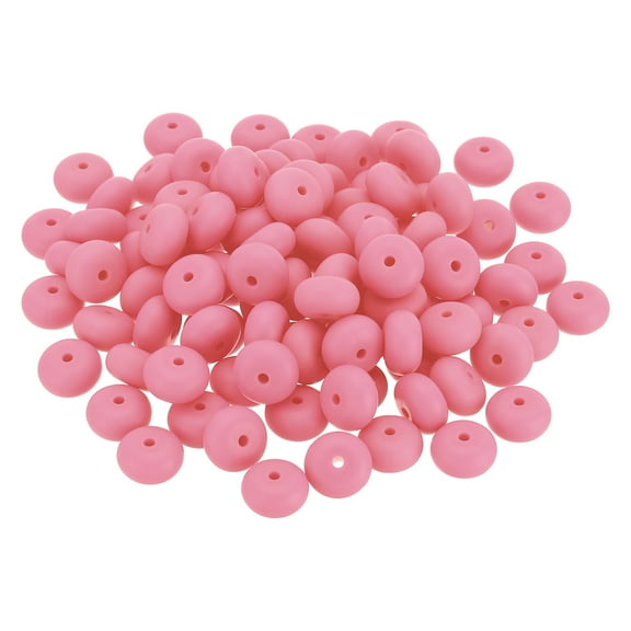 Uxcell 14mm Silicone Beads, 50PCS Silicone Beads Bulk Abacus Spacer Beads Lentil Focal Cute for Pens Light Pink
