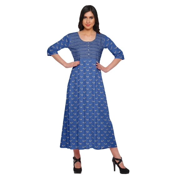 Moomaya 3/4 Sleeve Kurta Printed Women Long Kurti Summer Clothing For Women