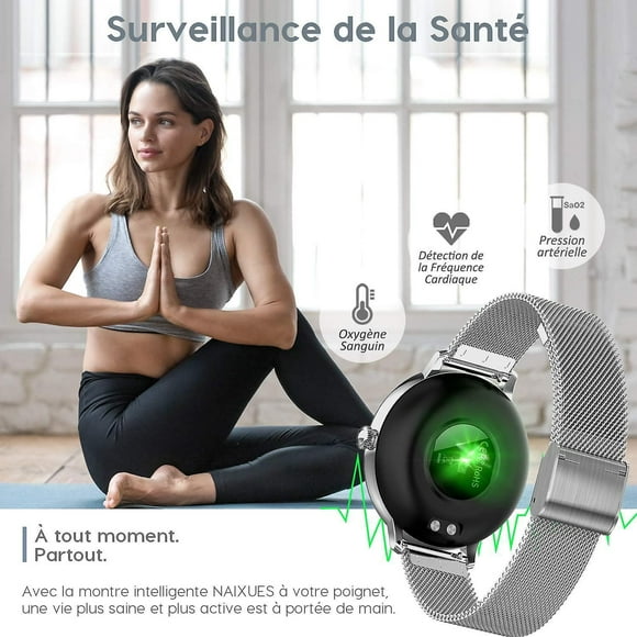 LLC Women's Sports Smart Watch with Waterproof Heart Rate, Blood Oxygen Monitor, Calorie Tracker and Pedometer - Silver