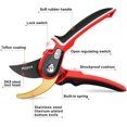 thumbnail image 2 of Garden Pruners, Heavy Duty Garden Clippers, Pruning Shears with Adjustable Thumb Lock, Hand Gardening Tools Pruners, High Carbon Steel Sharp Gardening Scissors (red), 2 of 3