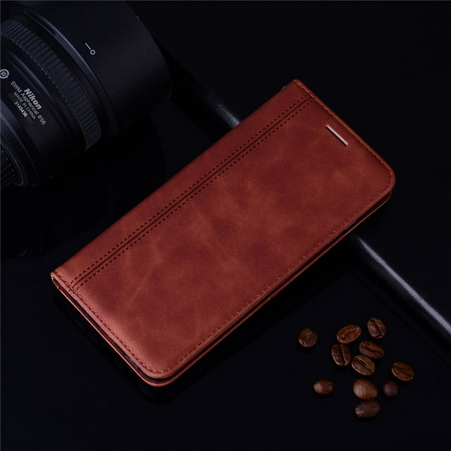 Leather Wallet Flip Case For Xiaomi Redmi Note 9S Case Card Holder Magnetic Book Cover For Redmi Note 9 Pro 9A 9C note 9T 9 Case Brown Redmi Note 9T