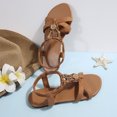 thumbnail image 5 of Willtoo Women's Strappy Beaded Flower Sandals Boho Open Toe Ankle Strap Flat Sandals Summer Vacation Beachwear Shoes Trendy 2026, 5 of 6