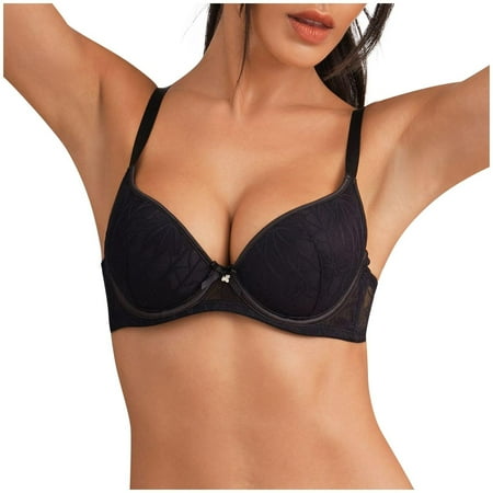 SMihono Savings Women s lace Push Up Bras Underwire Padded Balconette Half Cup Bra Add Cup Uplift Everyday Brassiere Black XXXXXL
