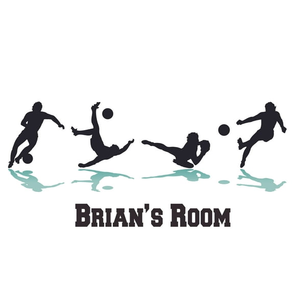 Soccer Player Athlete Customized Wall Decal - Custom Vinyl Wall Art - Personalized Name - Baby Girls Boys Kids Nursery Daycare Bedroom Wall Decal Room Decor Wall Stickers Decoration Size (15x30 inch)