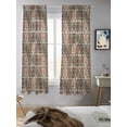 thumbnail image 5 of Abstract Flower,Curtains 72 Inch Length,Sheer Curtains for Bedroom Living Room Window Oriental Bohemia Brown Geometric Leaves Rod Pocket Drapes Kitchen Curtains Small Half Window 52"x72" 2 Panels, 5 of 6