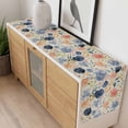 thumbnail image 4 of Colorful Flowers Table Runner - 108 Inch Long, Kitchen Dining Table Runner Dresser Scarves, Watercolor Retro Blue Pink Floral Farmhouse Decor for Coffee Tables Wedding Party Banquet, 4 of 8