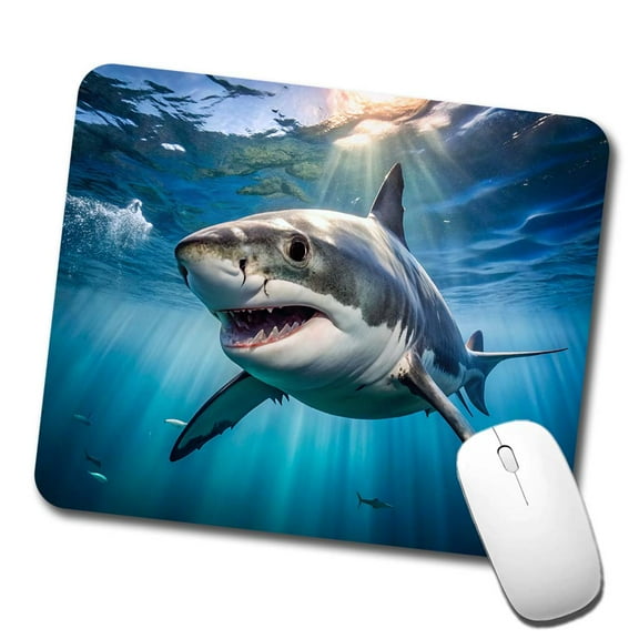 Great White Shark in the Ocean Mouse Pad Low Profile Gaming Mat