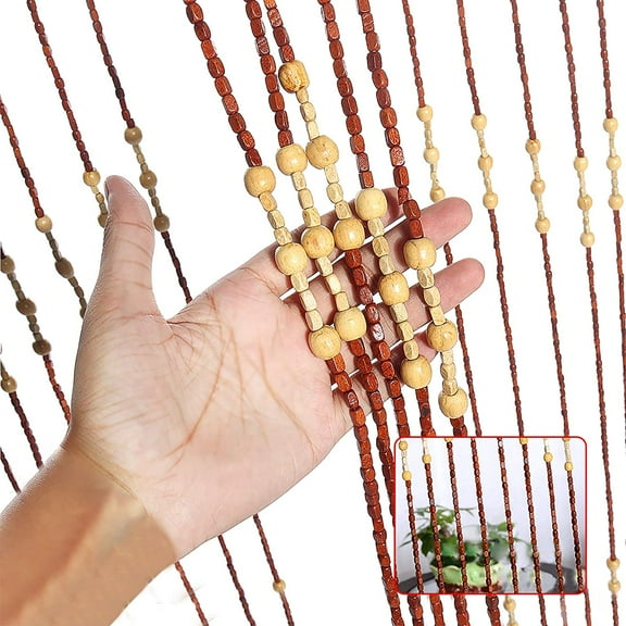 Fetcoi, Wooden Bead Curtain Bohemian Wooden Bead Curtain Fringe Beaded Door Tassel for Doorways Dining Living Bedroom(Type A)