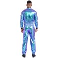 thumbnail image 3 of Choomomo Men's Astronaut Alien Space Suit Metallic Shiny Mock Neck Long Sleeve Jumpsuits Outfits Blue L, 3 of 7