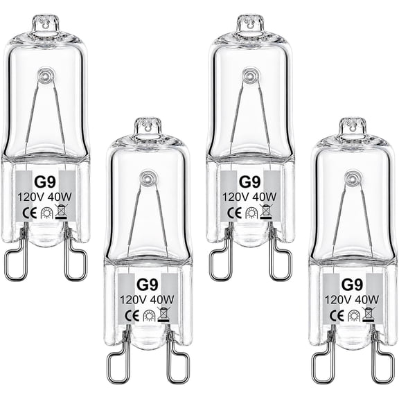 4 Pack G9 Halogen Light Bulbs, 120V 40W 2-Pin Small Light Bulbs for High-Temperature Oven Use, Chandeliers, Wall Lamps, Table Lights and Compatible Appliances