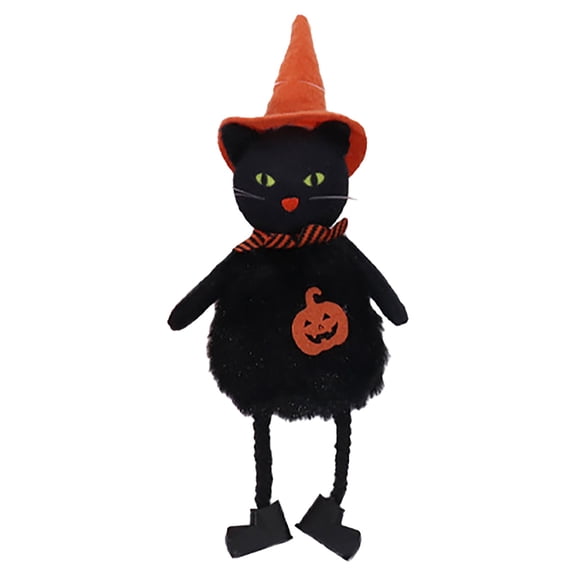 BNNG Black Cat Plush, 7.5 Inch Black Cat Stuffed Animals with Witch Hat, Cute Black Cat Plushie Doll, Soft Stuffed Cat Plush Hanging Ornaments for Birthday Christmas Tree Party Favor Decoration