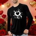 thumbnail image 2 of UVEASISHA Long Sleeve Athletic Shirt for Men Valentines Day Heart Graphic Tees Cotton Blend Casual Regular Fit Tshirts Gym Workout Shirt Black M, 2 of 5