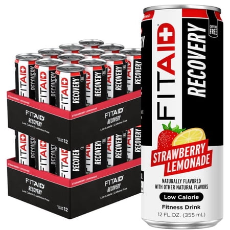 FITAID Recovery Blend, Strawberry Lemonade, 12-oz. cans (Pack of 12)