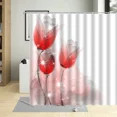 thumbnail image 6 of Red Flowers Poppy Floral Pattern Shower Curtains Bathroom r Waterproof Bathtub Polyester Fabric Bath Curtains With, 6 of 7