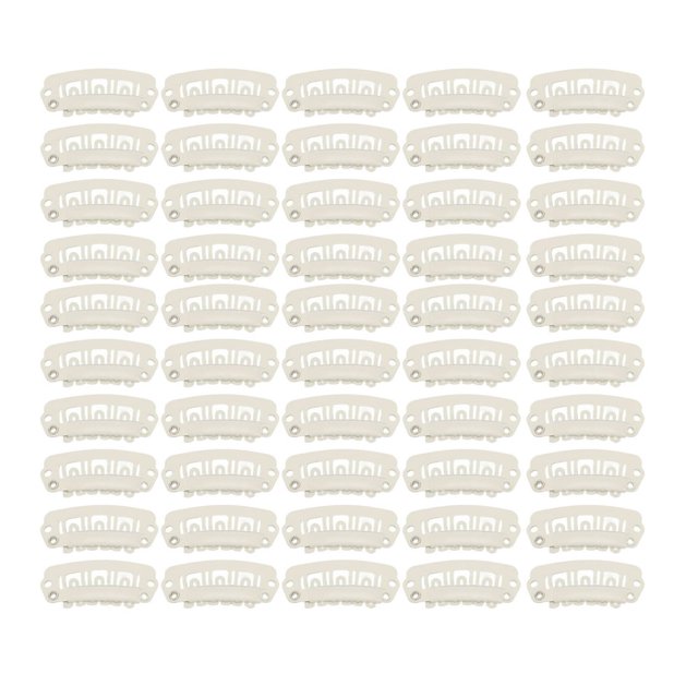 HLONK 50pcs Wig Snap Clip 6 Teeth U Shape Snap Clips with Rubber for Hair Extension Beige
