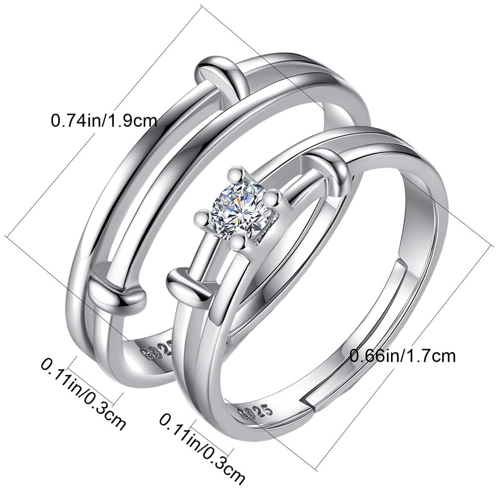Jikolililili EKG Love Zircon Heart-to-heart Open Couple Pair Ring Wedding  Ring Set Engagement Rings for Women Deals - Walmart.com