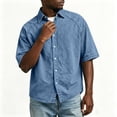 thumbnail image 4 of Kalauyu 3/4 Short Sleeve Button Down Shirts for Men Turn Down Collared Sleeve Casual Loose Tops Soft Lightweight Vacation Fashion Shirts, 4 of 5