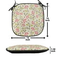 thumbnail image 5 of Ladybugs Chair Seating Cushion Set of 6, Curving Flower Design Ladybugs and Retro Animals Theme Curlicue Swirls, Seat Pads for Office with Anti-slip Backing, 16"x16", Pale Green and Pink, by Ambesonne, 5 of 7