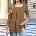 thumbnail image 2 of Summer Akafmk 3/4 Sleeve Shirts for Women,Summer Womens Pleated Front Tunic Tops,Fashion Casual Printing Plus Size Round Neck T-shirt Blouse, 2 of 5