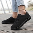 thumbnail image 4 of Women's Walking Shoes Mens Round Toe Classic Lace up Flat Canvas Shoes Antislip Low Top Fashion Sneakers Black Size 10, 4 of 9