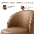 thumbnail image 4 of UIXE Faux Leather Swivel Barrel Accent Chair, Upholstered Kitchen Dining Room Chair, Makeup Vanity Side Chair for Bedroom Living Room - Brown, 4 of 6