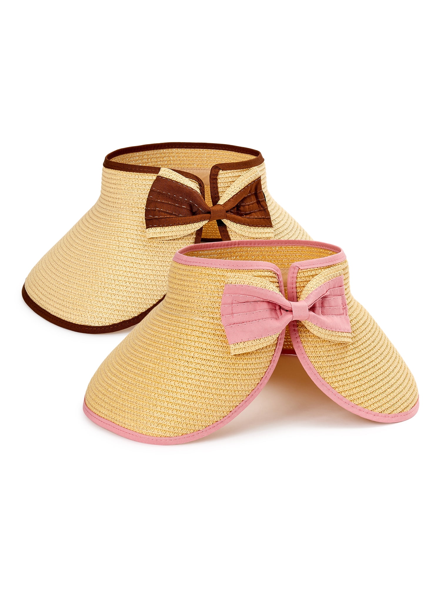 Time and Tru Women's Rolled Packable Visors, 2 Pack