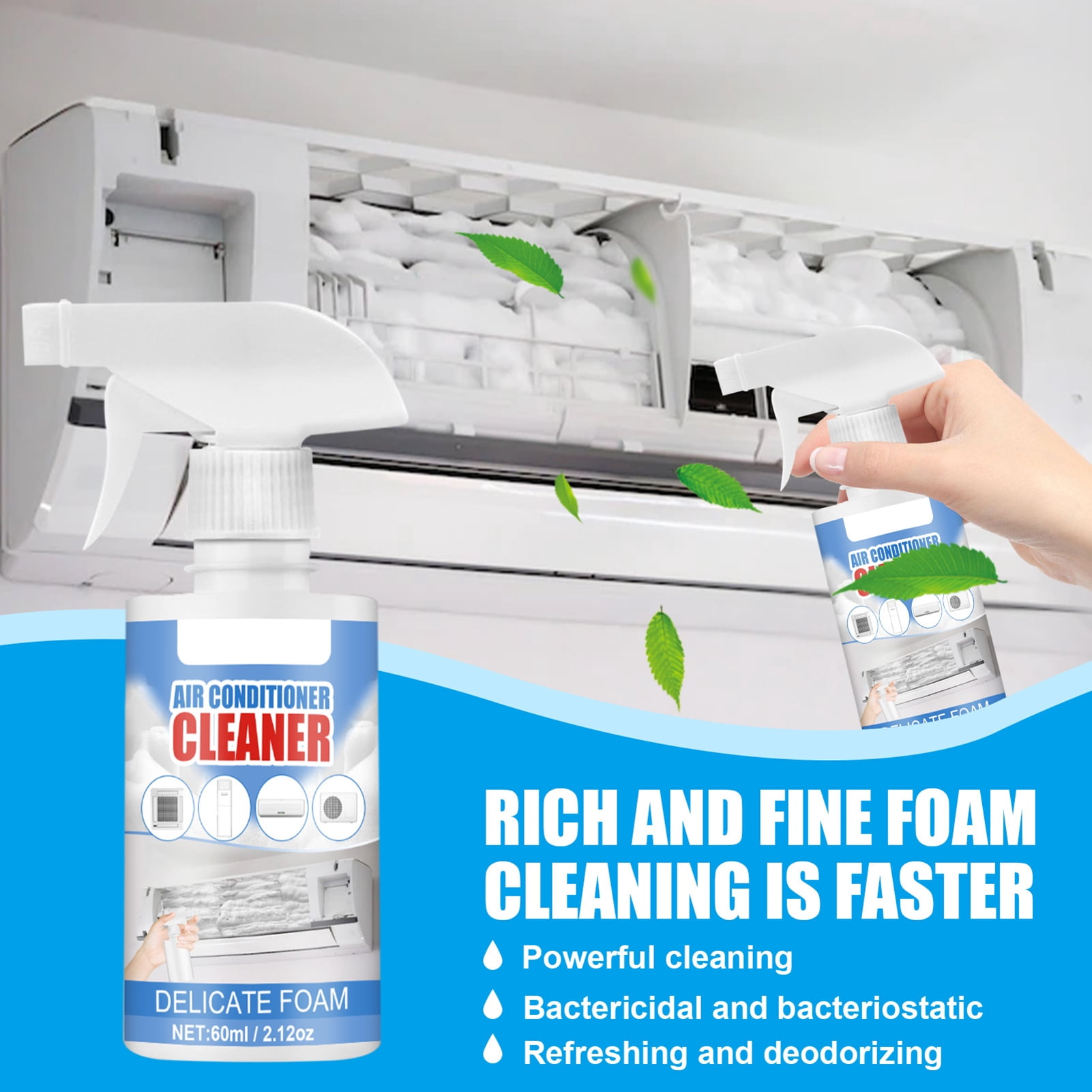 YFMALL 60ML Air Conditioner Cleaner Super Decontamination Labor-saving  White Color Air Conditioning Cleaner Home Cleaning Deodorizer Cleaning  Accessories - Walmart.com