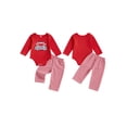 thumbnail image 2 of Baby Toddler Girls Valentine’s Day Outfits 3 6 12 18 Months Long Sleeve Truck Embroidery Romper + Plaid Pants Set Infant Clothes, 2 of 9