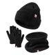 thumbnail image 1 of CHAO Conjunto de 3 piezas de gorro, bufanda y guantes de invierno para niños pequeños, bufanda resistente al frío para viajes, color negro, 1 of 5
