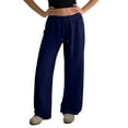 thumbnail image 2 of Baggy Wide Leg Sweatpants Women Lightweight Low Rise Sweatpants with Pockets Spring Comfy Yoga Pants Cotton Joggers Navy L, 2 of 7